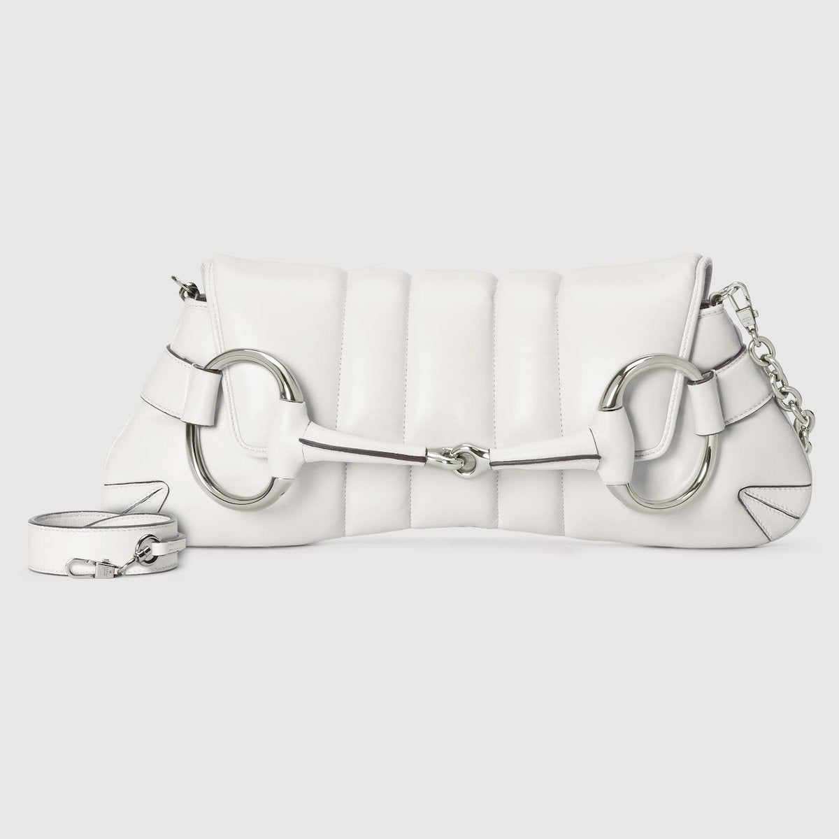 Gucci Horsebit Chain Medium Shoulder Bag White For Women 15 Inches/ 38 Cm