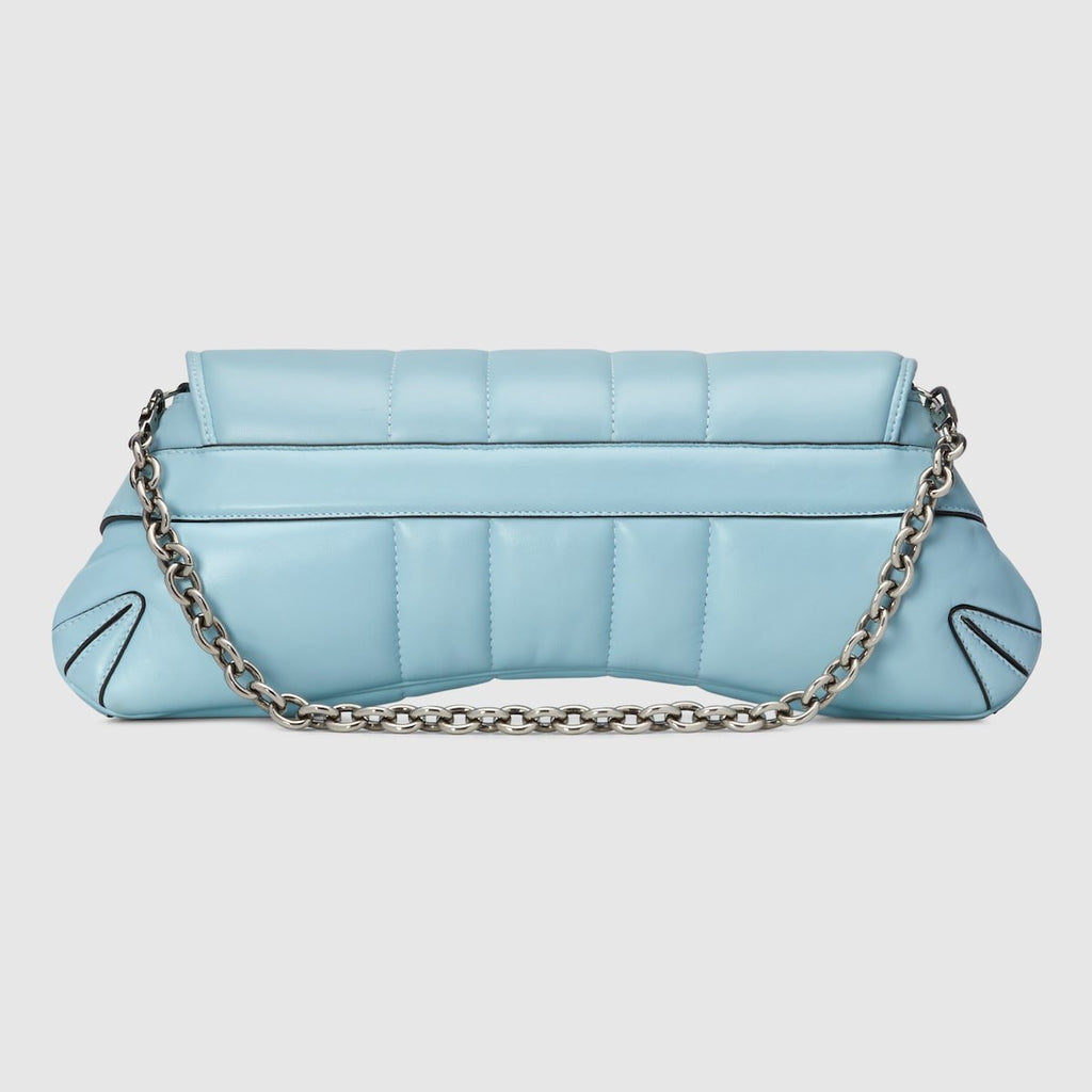 Gucci Horsebit Chain Medium Shoulder Bag Light Blue For Women 15 Inches/ 38 Cm
