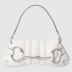 Gucci Horsebit Chain Medium Shoulder Bag White For Women 15 Inches/ 38 Cm