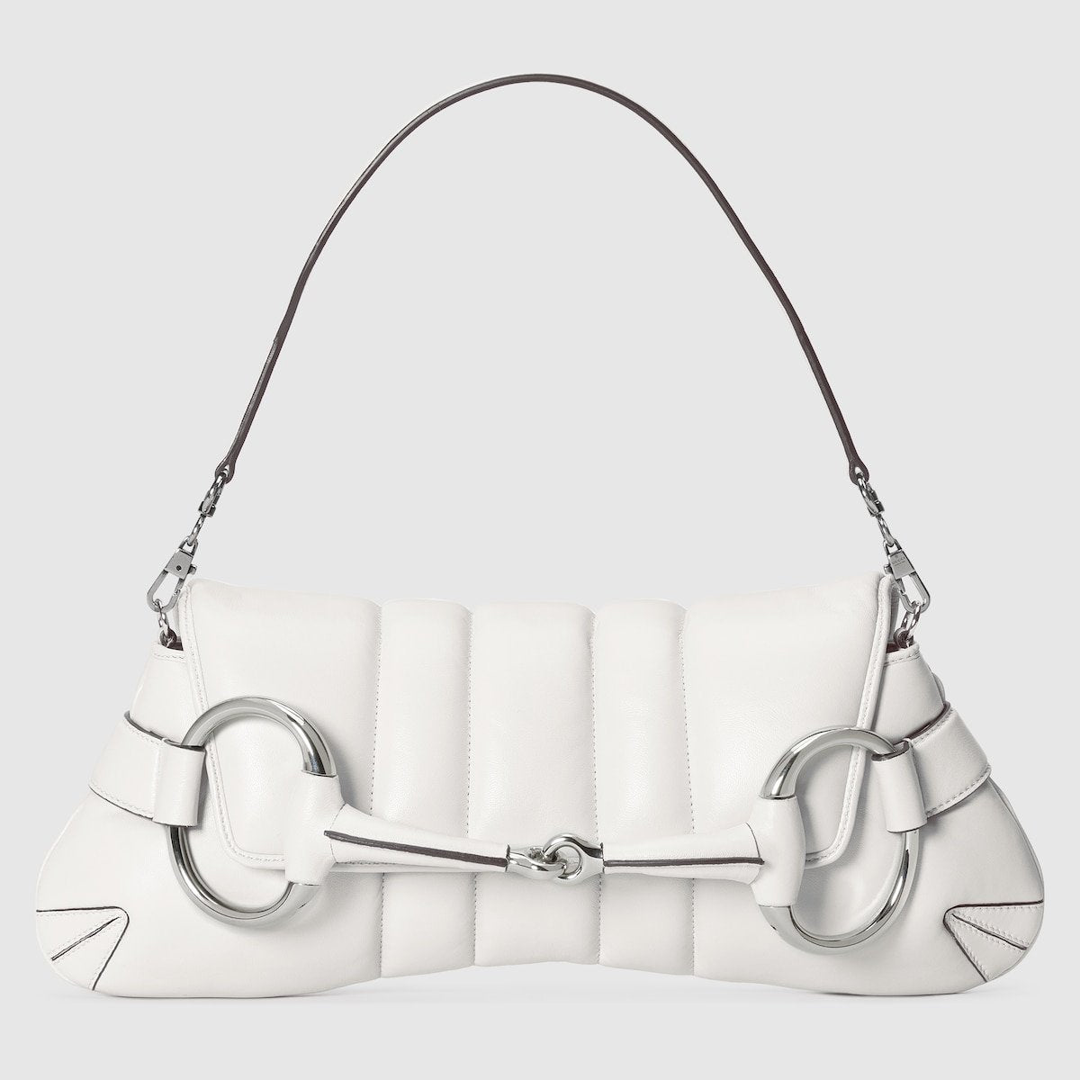 Gucci Horsebit Chain Medium Shoulder Bag White For Women 15 Inches/ 38 Cm