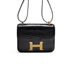 Hermes Constance 23 Pattern Crocodile Black For Women, Women’s Handbags, Shoulder Bag 9in/23cm