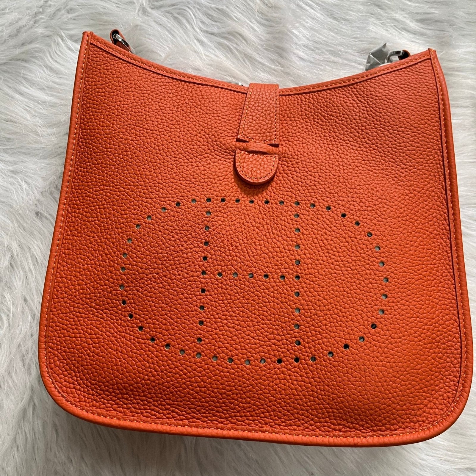 Hermes Evelyne III 29 Bag Orange With Silver-Toned Hardware For Women, Women’s Shoulder And Crossbody Bags 11.4in/29cm H056277CC9J