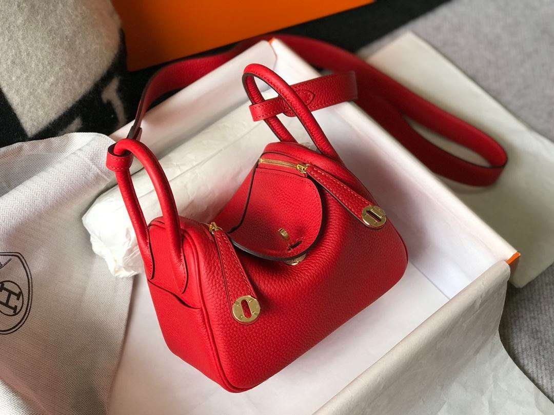 Hermes Lindy Mini Red For Women 19cm / 7.4in