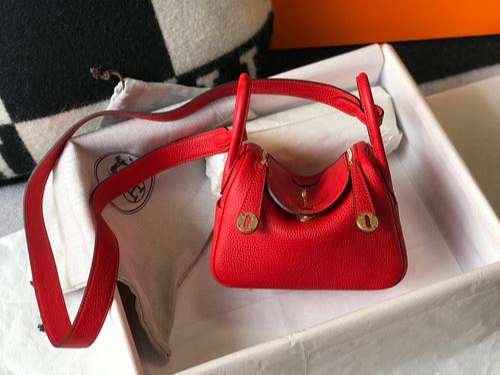 Hermes Lindy Mini Red For Women 19cm / 7.4in