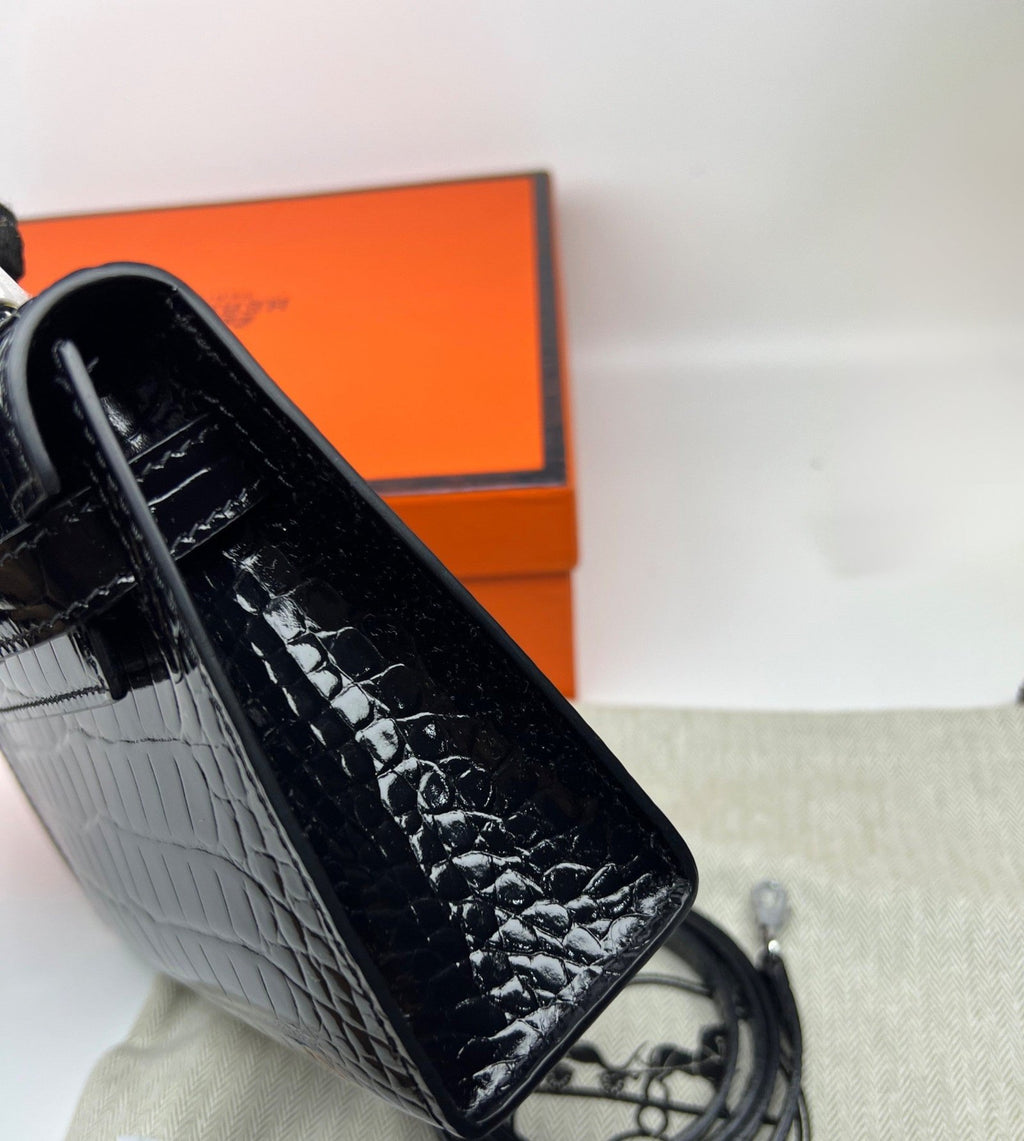 Hermes Mini Kelly 19 Black Silver Toned Hardware Bag For Women, Women’s Handbags, Shoulder Bags 7.5in/19cm