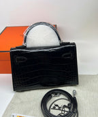 Hermes Mini Kelly 19 Black Silver Toned Hardware Bag For Women, Women’s Handbags, Shoulder Bags 7.5in/19cm
