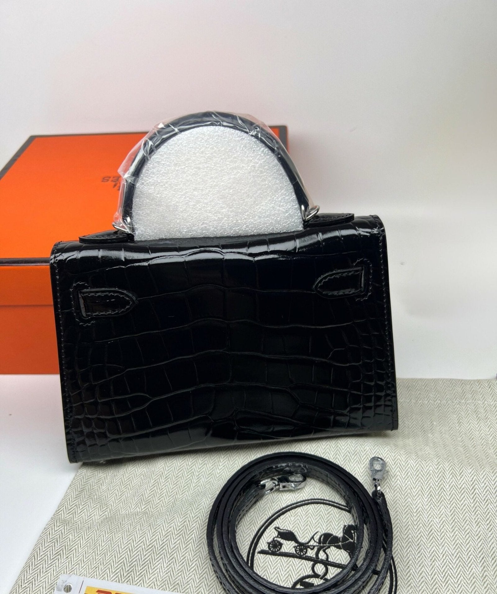Hermes Mini Kelly 19 Black Silver Toned Hardware Bag For Women, Women’s Handbags, Shoulder Bags 7.5in/19cm