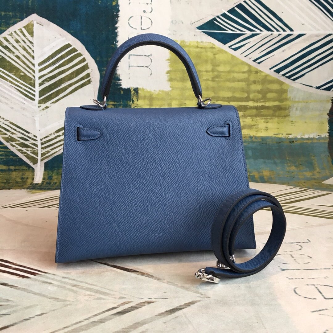 Hermes Kelly Navy For Women Silver Toned Hardware 10in/25cm