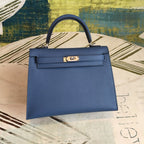 Hermes Kelly Navy For Women Silver Toned Hardware 10in/25cm