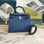 Hermes Kelly Navy For Women Silver Toned Hardware 10in/25cm