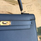 Hermes Kelly Navy For Women Silver Toned Hardware 10in/25cm
