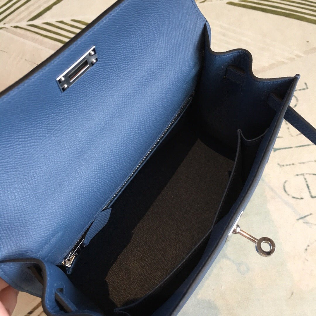 Hermes Kelly Navy For Women Silver Toned Hardware 10in/25cm