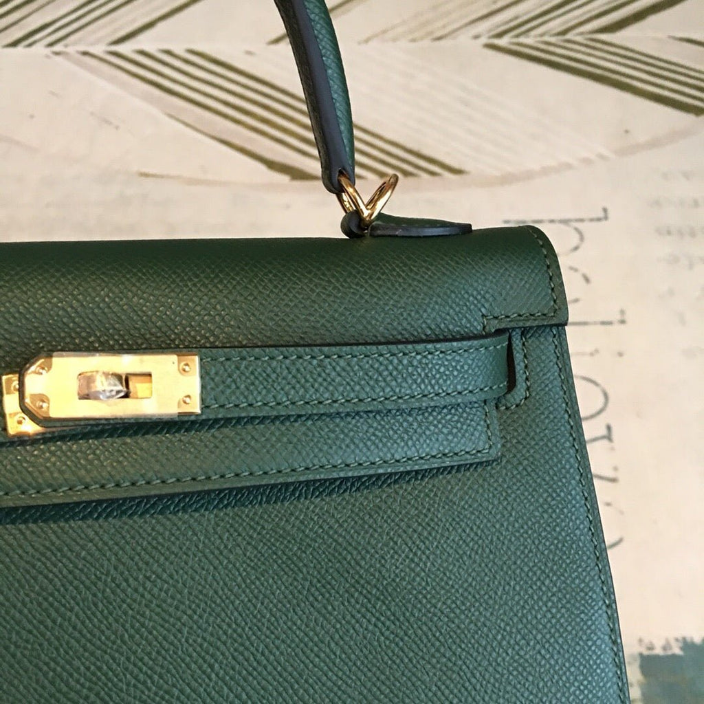 Hermes Kelly Green For Women Gold Toned Hardware 10in/25cm