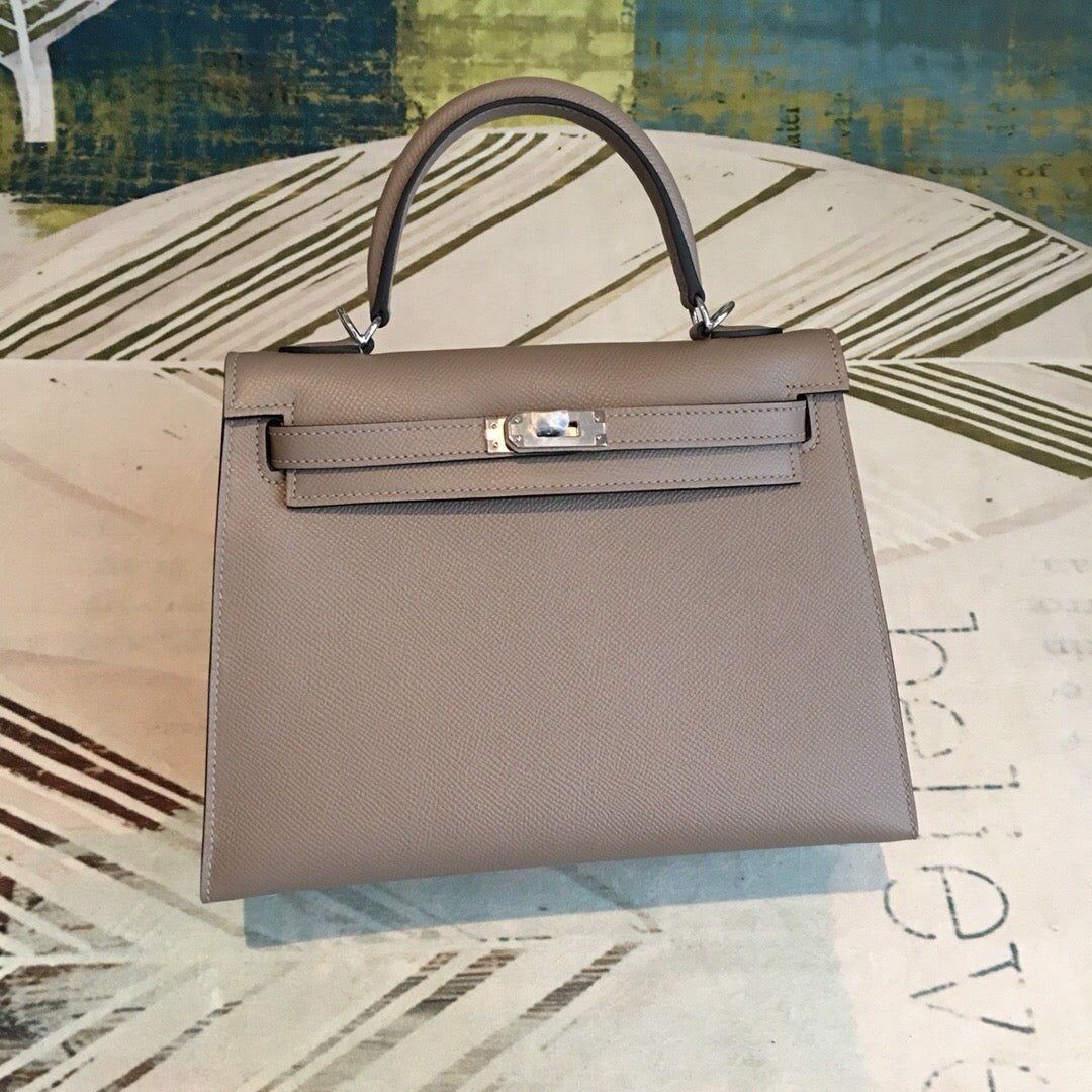 Hermes Kelly 25 Sellier Epsom Gris Asphalt Bag For Women Silver Toned Hardware, Women’s Handbags, Shoulder Bags 10in/25cm