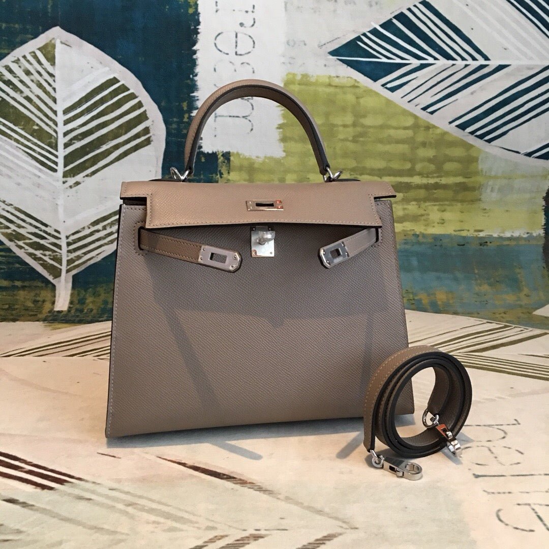 Hermes Kelly 25 Sellier Epsom Gris Asphalt Bag For Women Silver Toned Hardware, Women’s Handbags, Shoulder Bags 10in/25cm