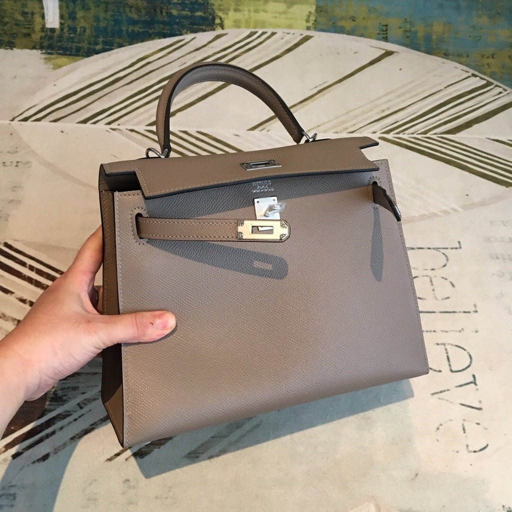 Hermes Kelly 25 Sellier Epsom Gris Asphalt Bag For Women Silver Toned Hardware, Women’s Handbags, Shoulder Bags 10in/25cm