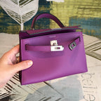 Hermes Mini Kelly Violet For Women Silver Toned Hardware 7.5in/19cm