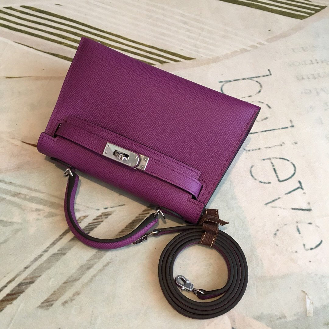 Hermes Mini Kelly Violet For Women Silver Toned Hardware 7.5in/19cm