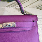 Hermes Mini Kelly Violet For Women Silver Toned Hardware 7.5in/19cm