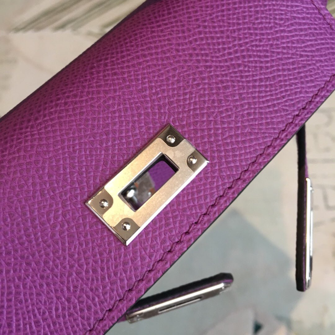 Hermes Mini Kelly Violet For Women Silver Toned Hardware 7.5in/19cm