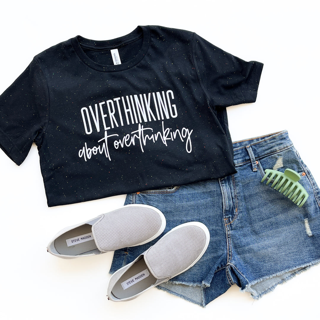 Overthinking About Overthinking Black Speckled Tee