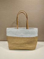 Prada Raffia Tote Bag Beige For Women 15in/38cm