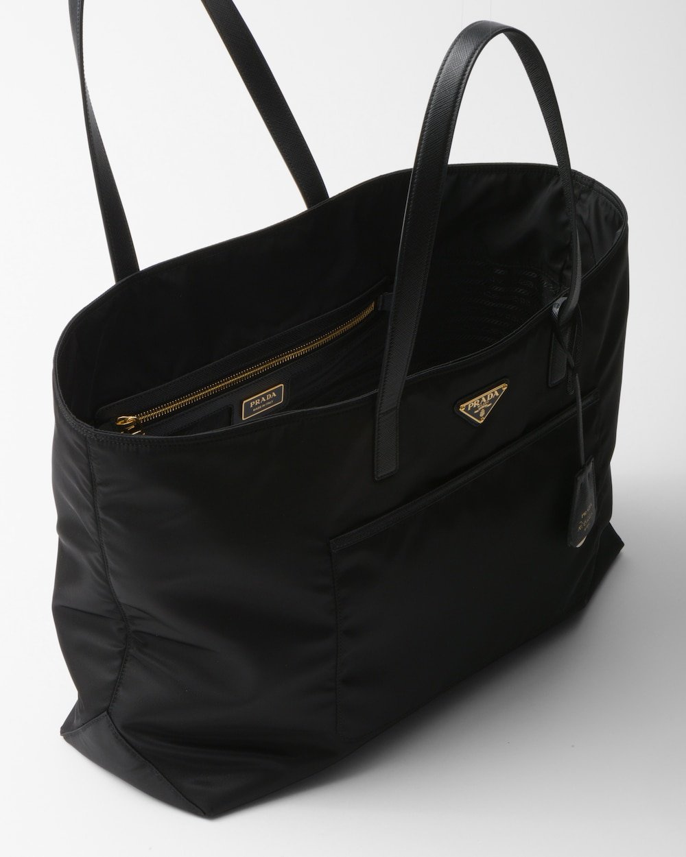 Prada Re-Edition 1978 Large Re-Nylon And Saffiano Tote Bag Black For Women 16.9 Inches/ 43 Cm