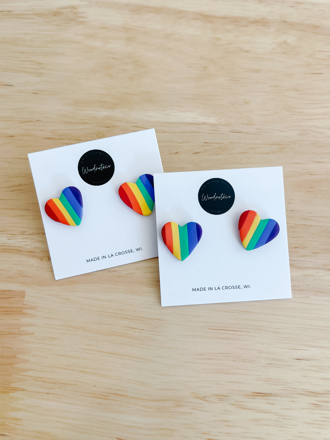 Rainbow Heart Clay Earrings  |  Featured Brand