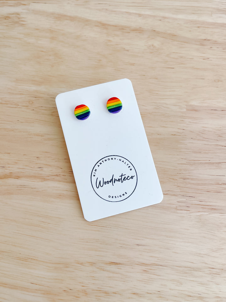 Rainbow Stripe Stud Clay Earrings  |  Featured Brand