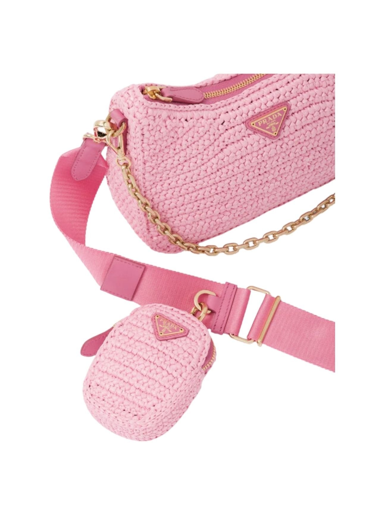 Prada Re-Edition 2005 Raffia Bag Pink For Women