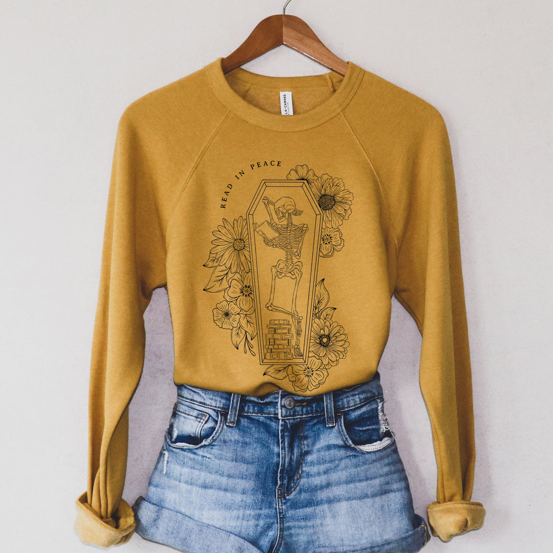 Read in Peace Heather Fleece Pullover  |  Black or White Ink