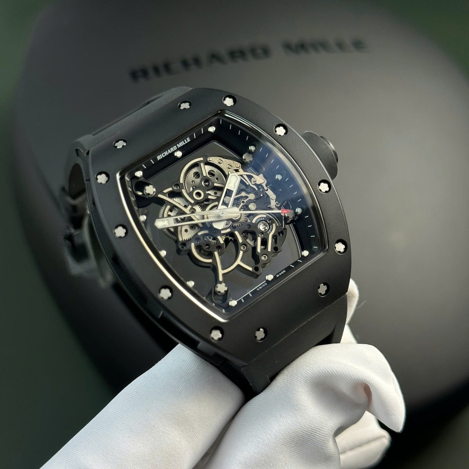 Richard Mille Watch RM055 Black Ceramic Rubber Strap  42,7×49,9mm