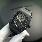Richard Mille Watch RM055 Black Ceramic Rubber Strap  42,7×49,9mm