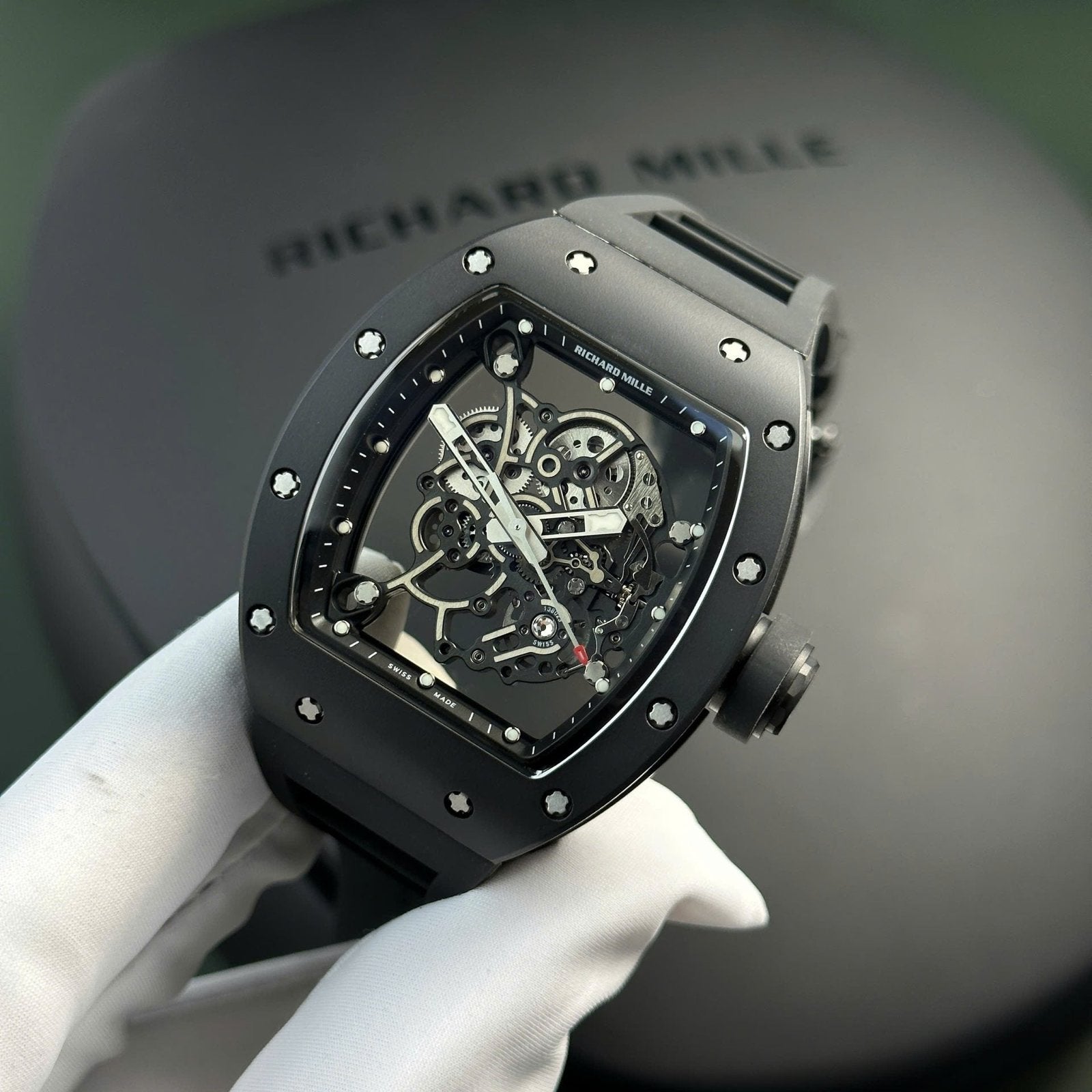 Richard Mille Watch RM055 Black Ceramic Rubber Strap  42,7×49,9mm