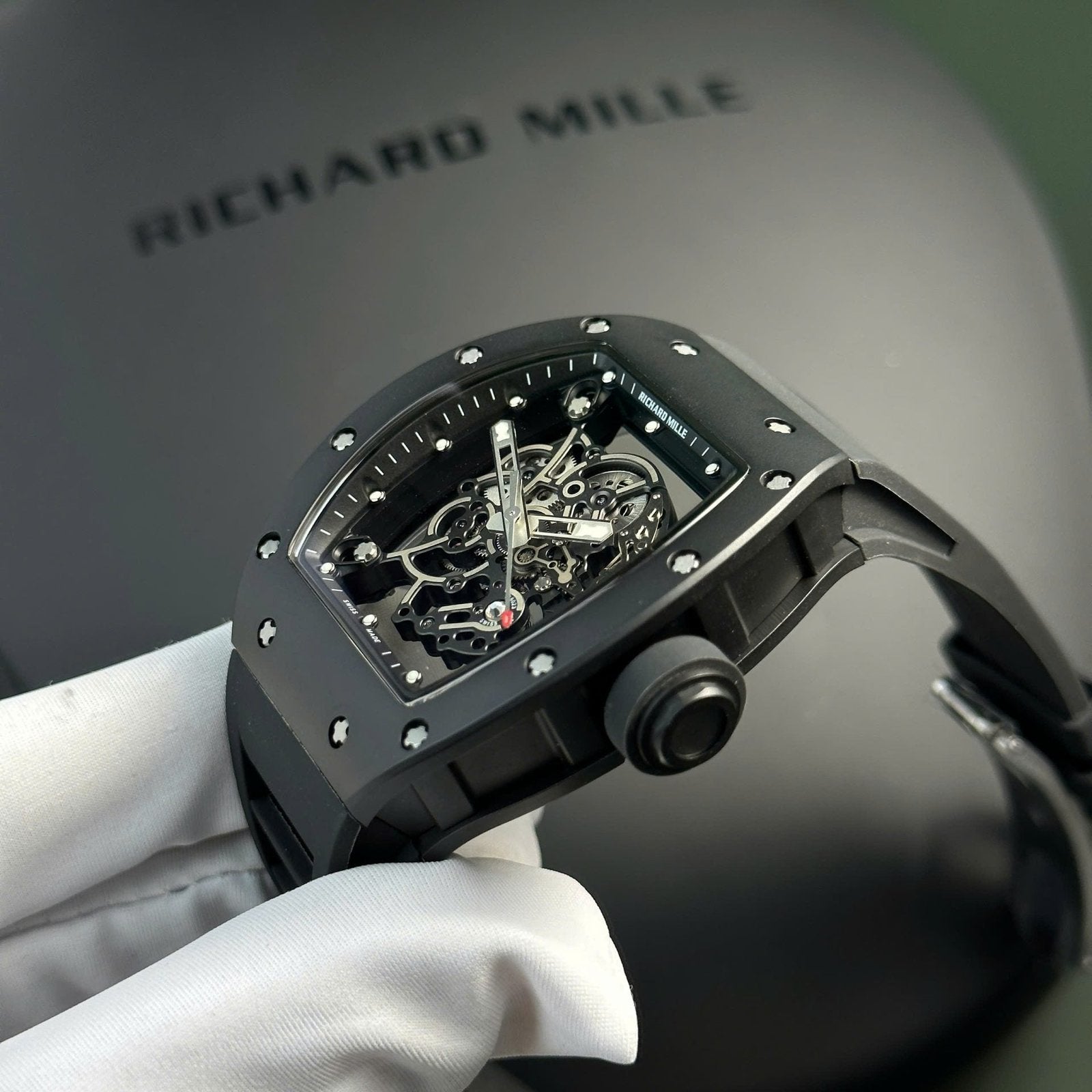 Richard Mille Watch RM055 Black Ceramic Rubber Strap  42,7×49,9mm