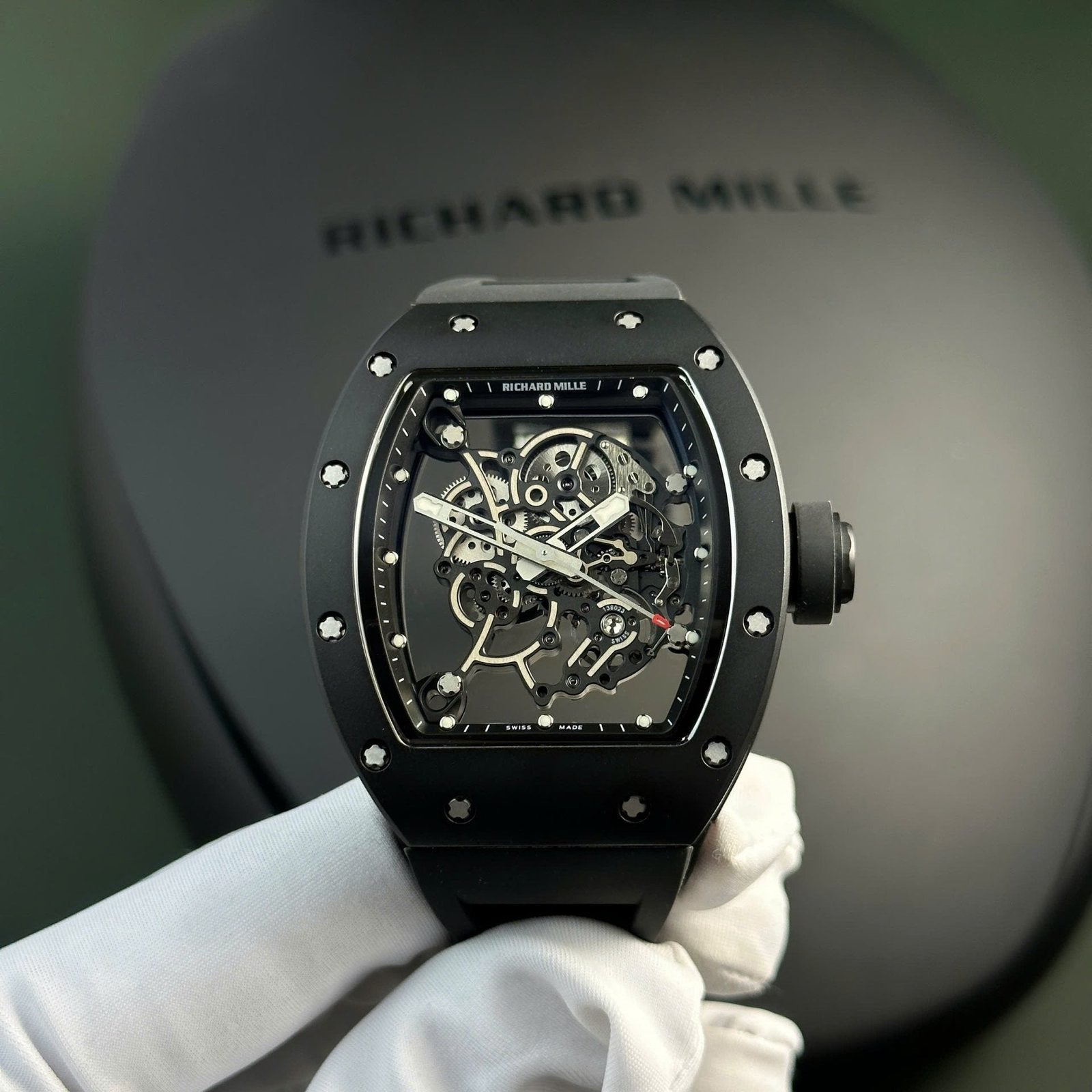 Richard Mille Watch RM055 Black Ceramic Rubber Strap  42,7×49,9mm