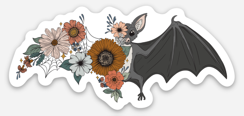 Floral Bat Sticker