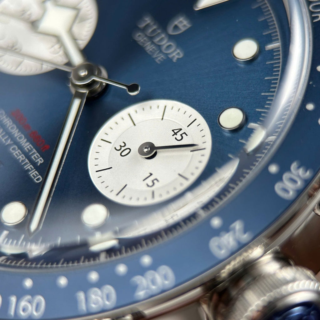 Tudor Black Bay Chronograph Watch Blue Dial Metal Wire 41mm