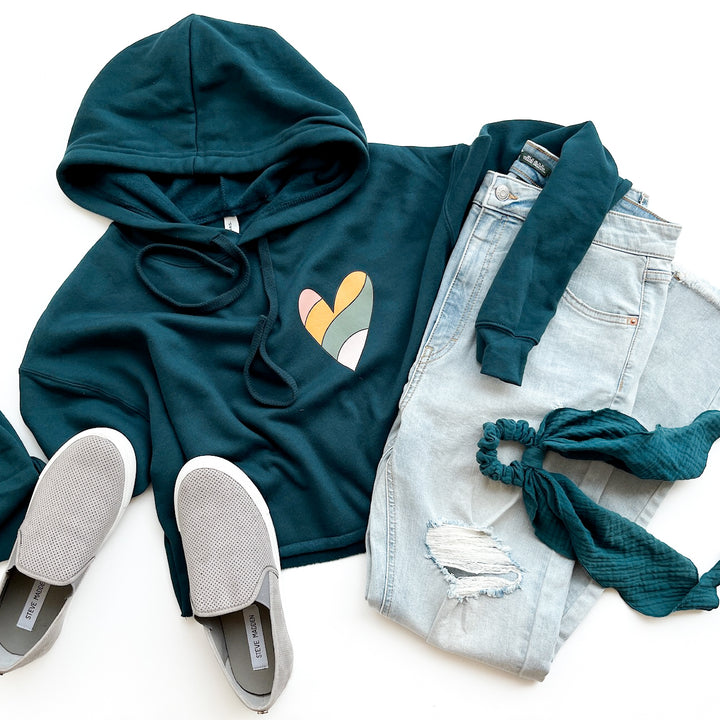 Wavy Heart Crop Hoodie