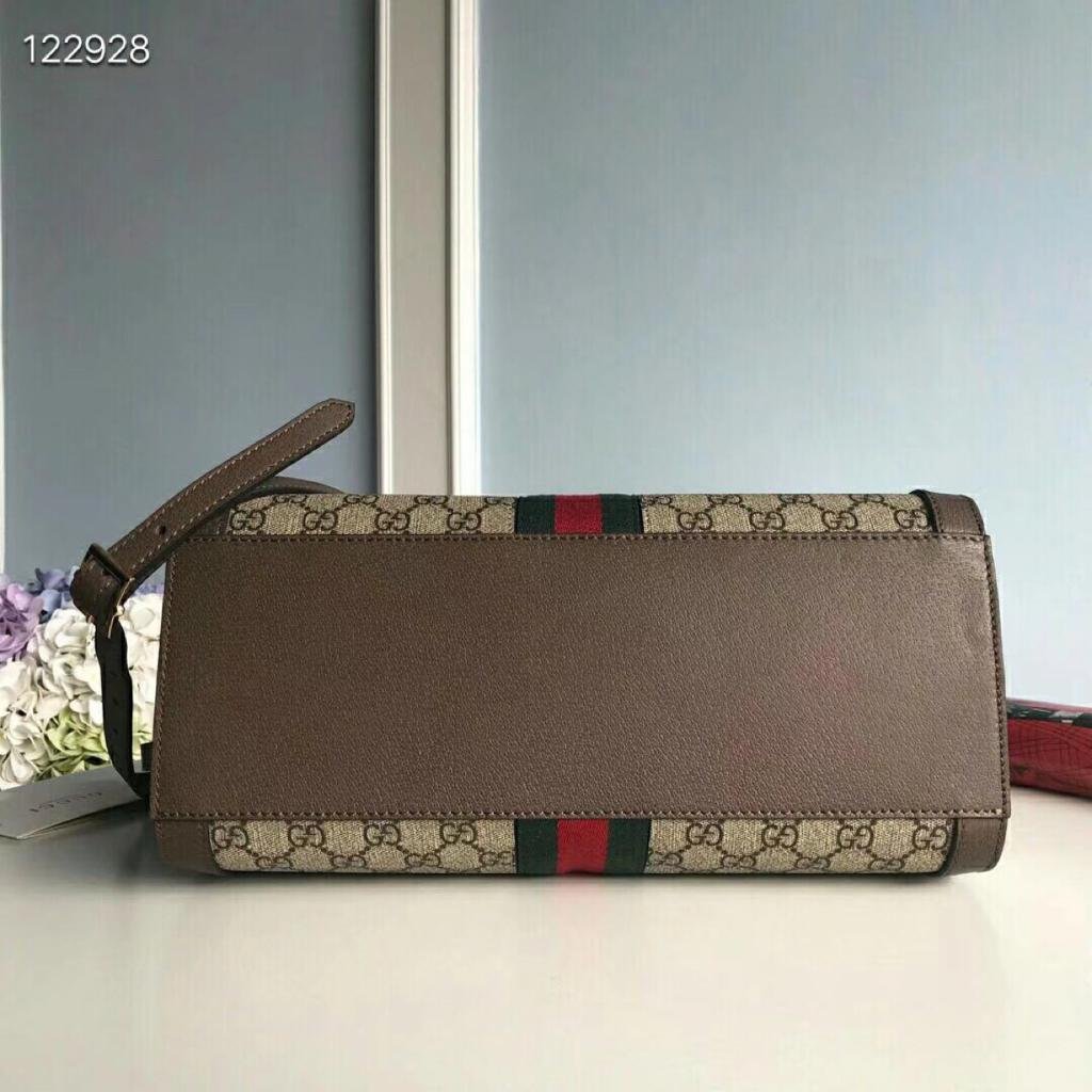 Gucci Ophidia GG Medium Tote Bag Beige/Ebony GG Supreme Canvas With Brown For Women 13in/33cm