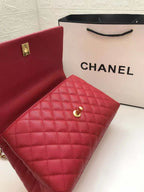 Chanel Coco Handle Quilted Lizard Handle Bag 30cm Caviar Leather Gold Hardware Spring/Summer Act 1 Collection, Red