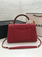 Chanel Coco Handle Quilted Lizard Handle Bag 30cm Caviar Leather Gold Hardware Spring/Summer Act 1 Collection, Red
