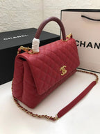 Chanel Coco Handle Quilted Lizard Handle Bag 30cm Caviar Leather Gold Hardware Spring/Summer Act 1 Collection, Red