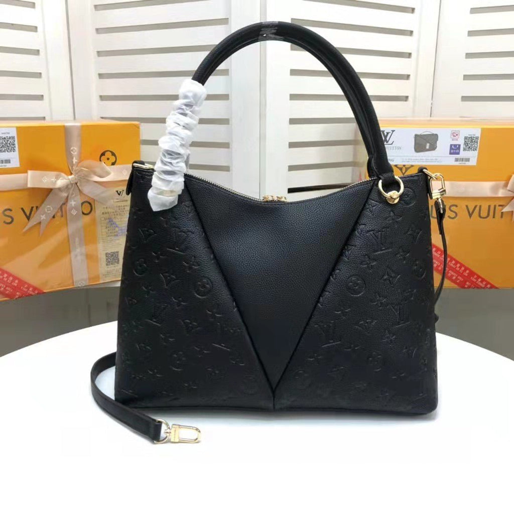 Louis Vuitton V Tote MM Bag Monogram Empreinte Canvas Spring/Summer Collection M44421 26cm Black