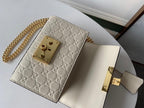 Gucci GG Embossed Padlock Shoulder Bag White Milky For Women 8in/20cm