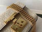 Gucci GG Embossed Padlock Shoulder Bag White Milky For Women 8in/20cm