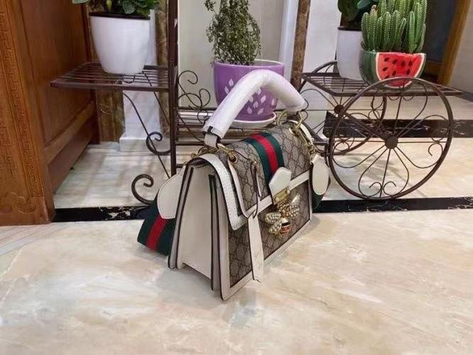 Gucci Queen Margaret GG Small Top Handle Bag Beige And Ebony GG Supreme Canvas For Women 10in/26cm