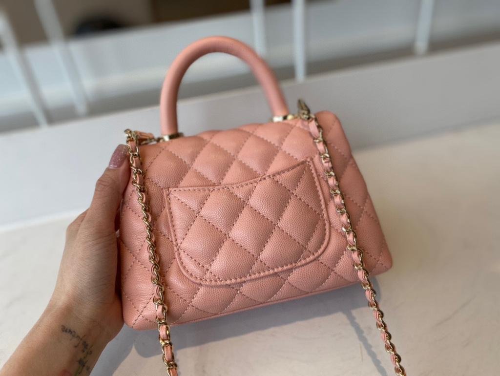 Chanel Flap Bag With Top Handle 19cm Pink