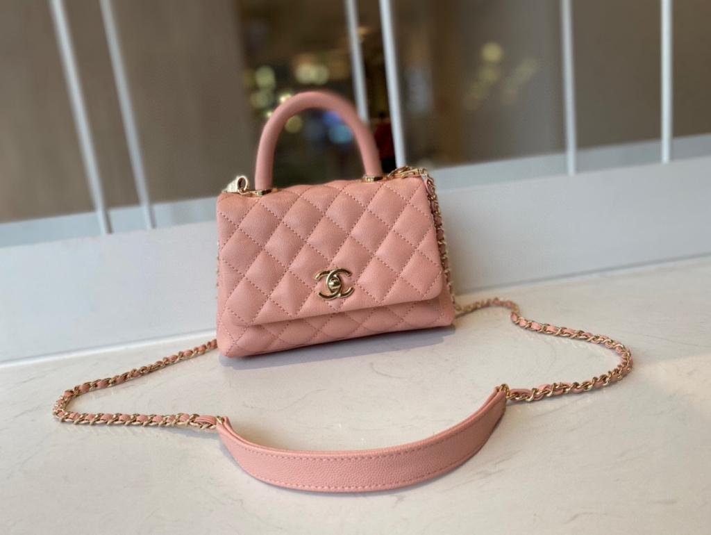 Chanel Flap Bag With Top Handle 19cm Pink