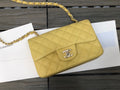 Chanel Classic Flap Bag 20cm Silver Hardware Caviar Leather Spring/Summer Collection Yellow